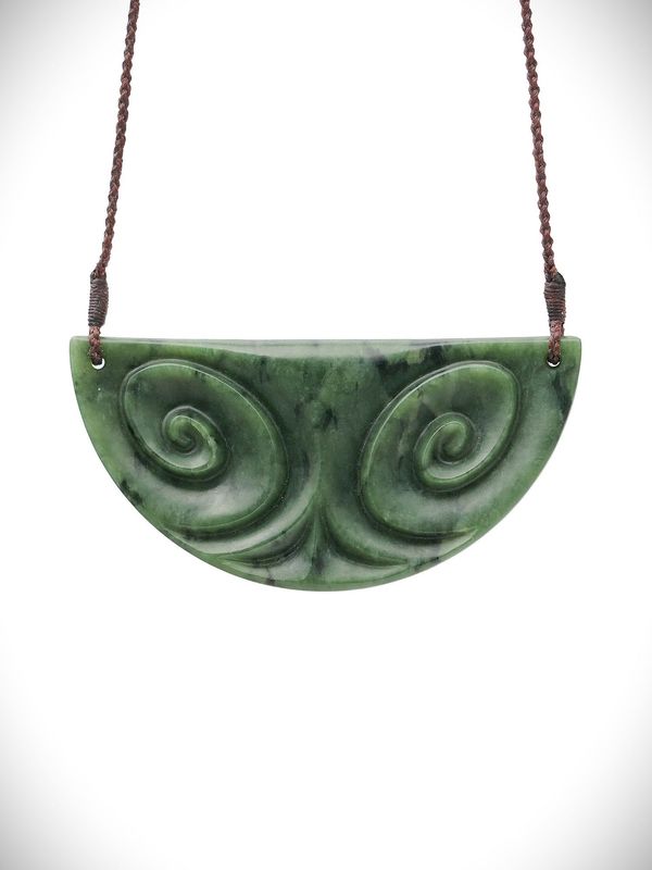 Moko Pounamu Kouma (Breastplate) Genuine NZ Kawakawa Greenstone - Ararua