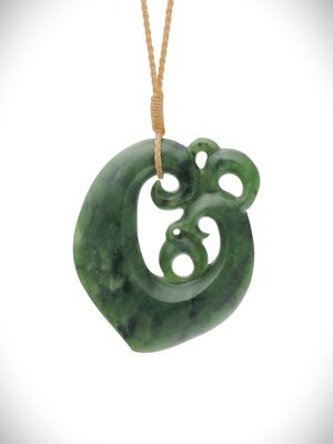 Moko Pounamu Manaia NZ Genuine Kawakawa Greenstone - Matamoe
