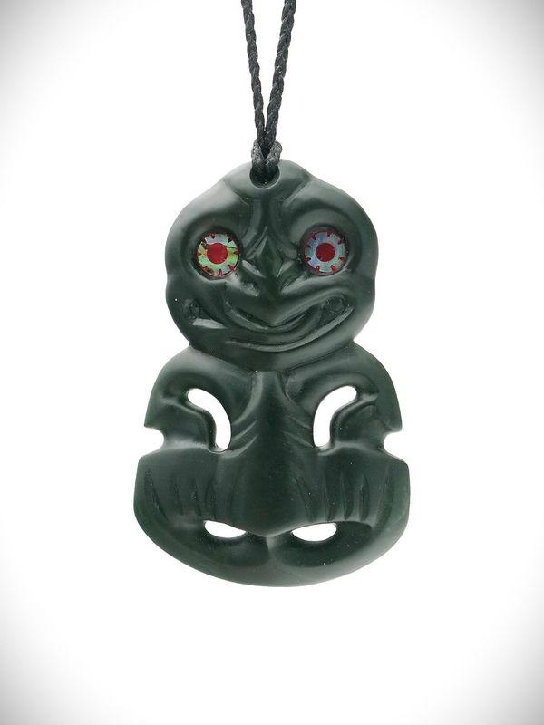 Moko Pounamu Hei Tiki NZ Genuine Kawakawa Greenstone - Waipapakauri Moko Pounamu Hei Tiki NZ Genuine Kawakawa Greenstone - Waipapakauri