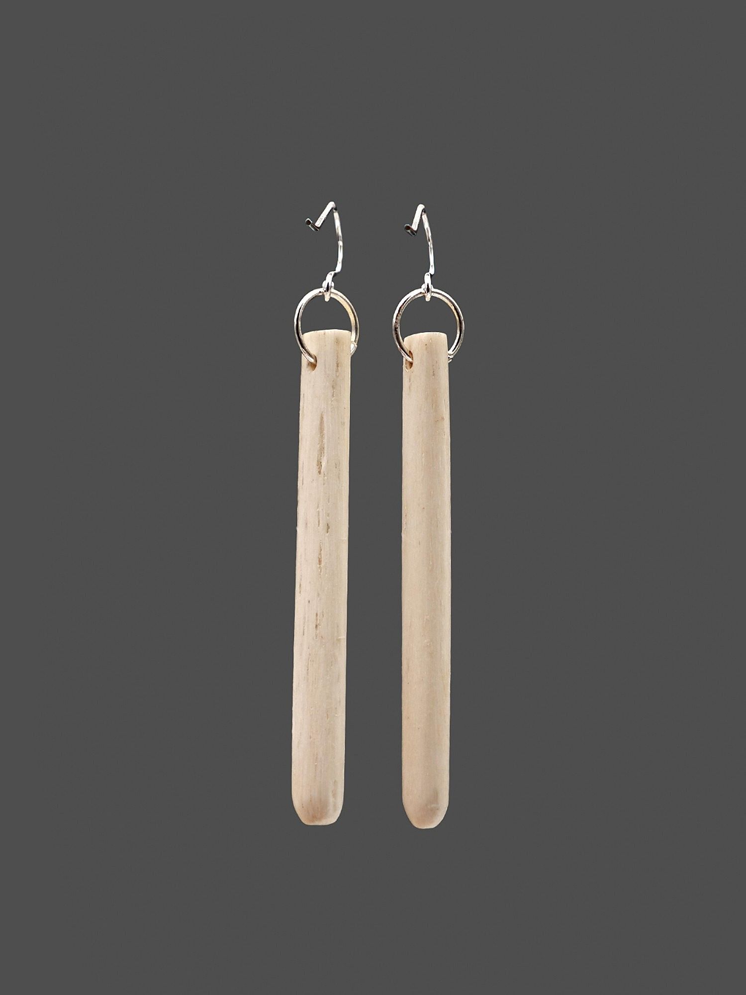 Moko Pounamu Whale Bone Sterling Silver Earrings - Okatakata