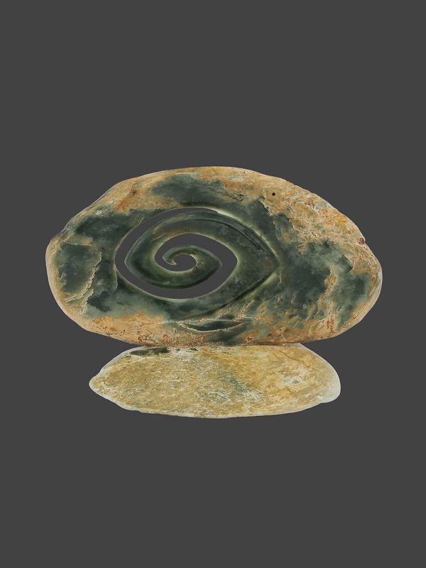Moko Pounamu Koru NZ Genuine Inanga Flower Greenstone - Herekino Moko Pounamu Koru NZ Genuine Inanga Flower Greenstone - Herekino