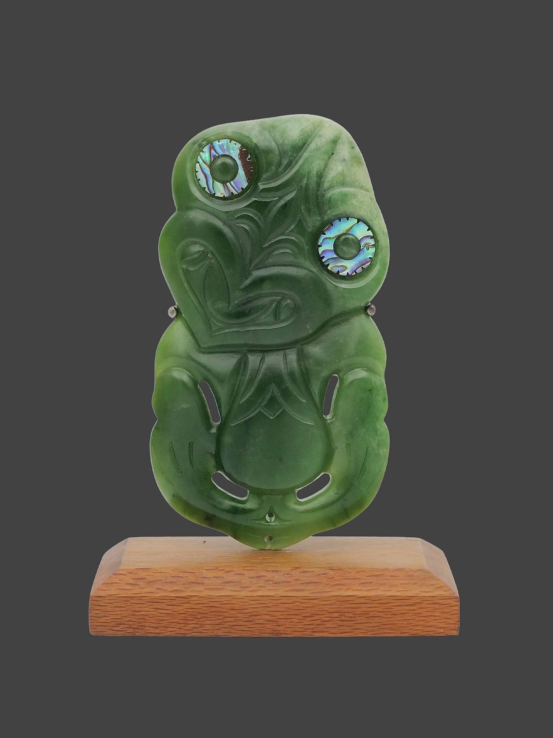 Moko Pounamu Tiki NZ Genuine Kahurangi Flower Pounamu - Rewarewa