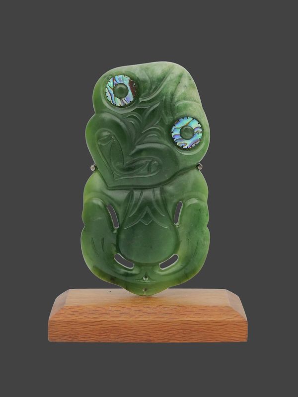 Moko Pounamu Tiki NZ Genuine Kahurangi Flower Pounamu - Rewarewa Moko Pounamu Tiki NZ Genuine Kahurangi Flower Pounamu - Rewarewa