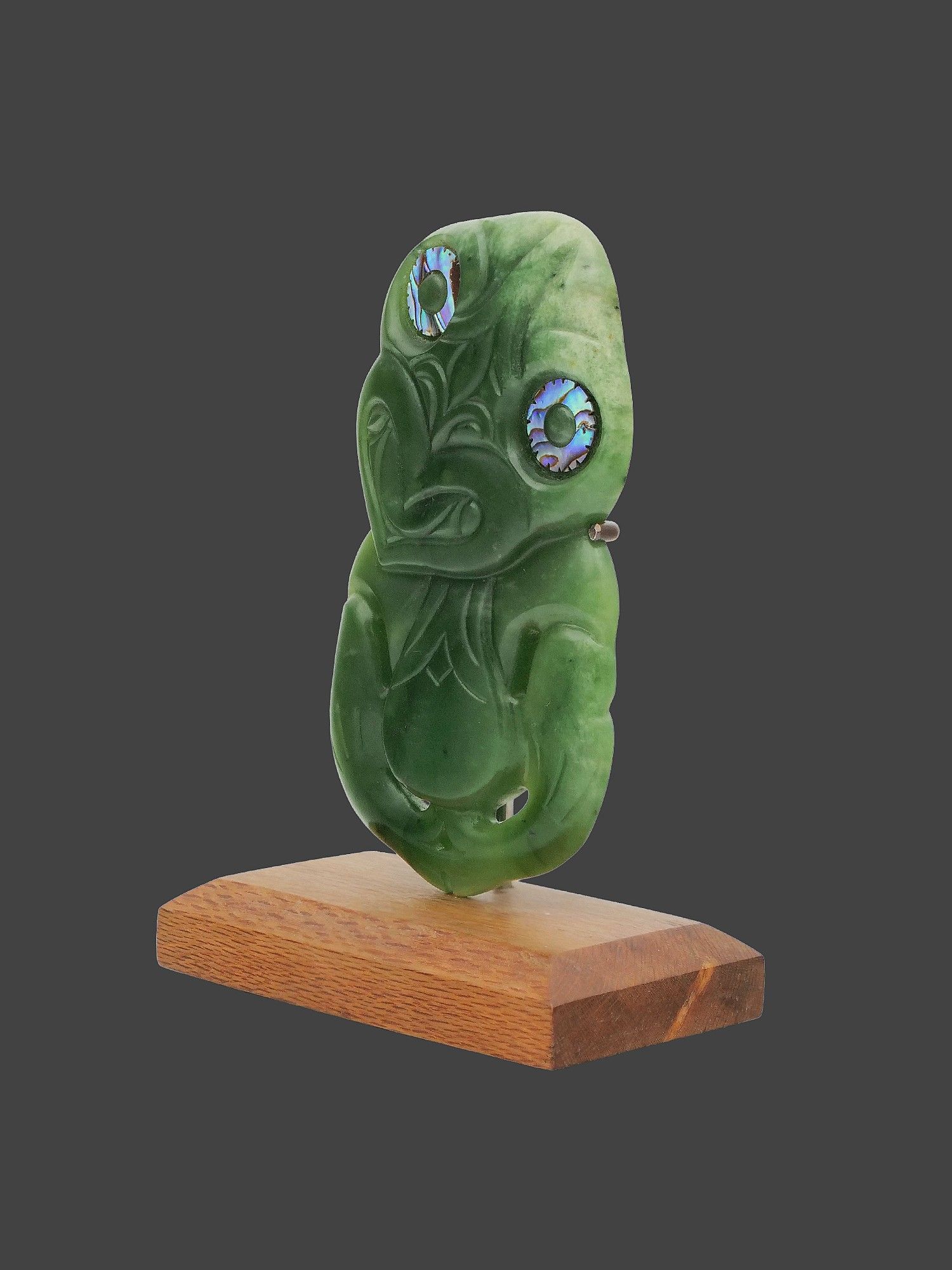 Moko Pounamu Tiki NZ Genuine Kahurangi Flower Pounamu - Rewarewa
