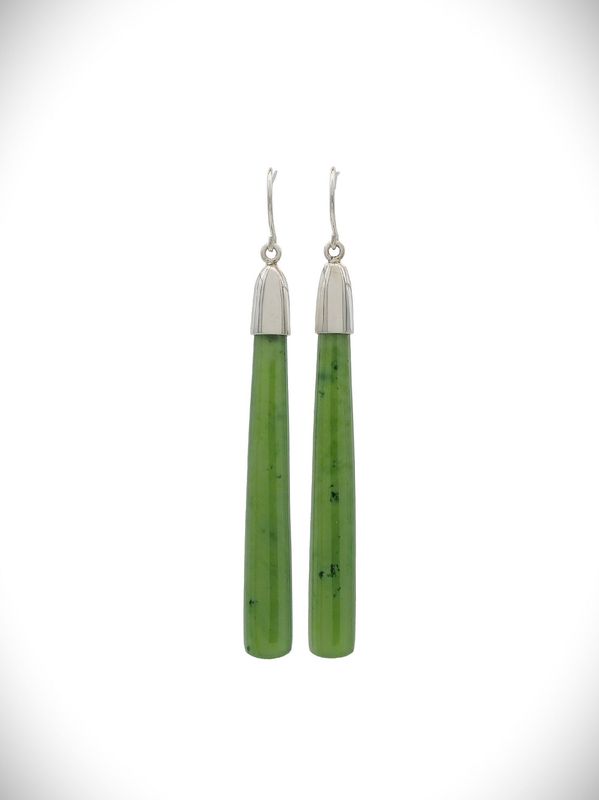 Moko Pounamu NZ Kahurangi Greenstone & Sterling Silver Earrings - Opononi