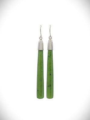 Moko Pounamu NZ Kahurangi Greenstone & Sterling Silver Earrings - Opononi Moko Pounamu NZ Kahurangi Greenstone & Sterling Silver Earrings - Opononi