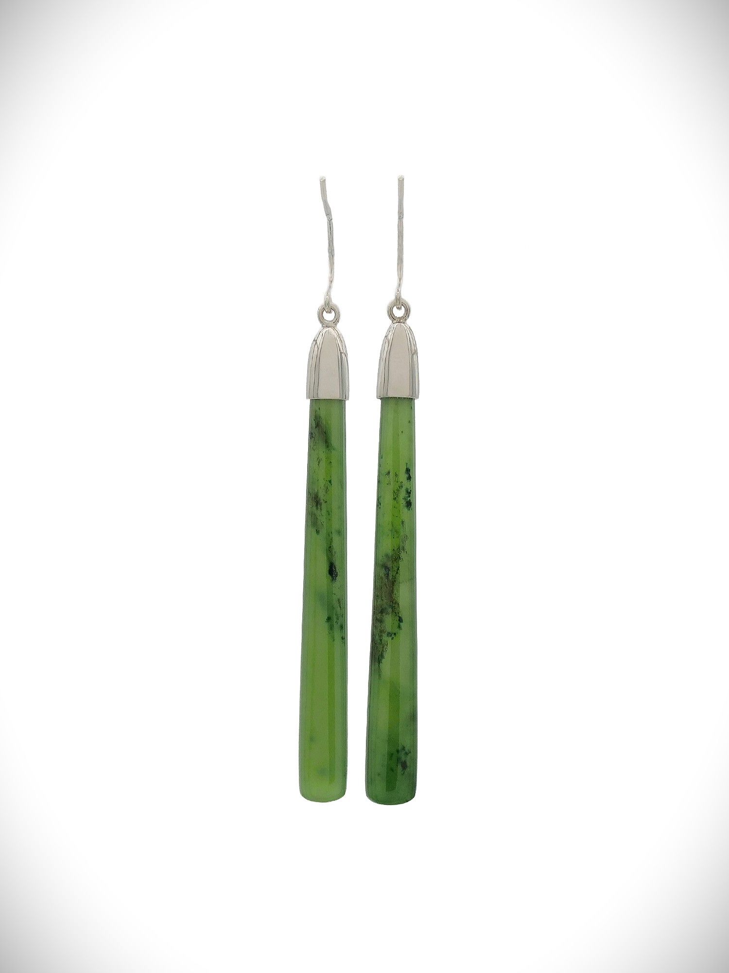 Moko Pounamu NZ Kahurangi Greenstone & Sterling Silver Earrings - Pakanae