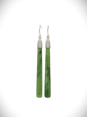 Moko Pounamu NZ Kahurangi Greenstone & Sterling Silver Earrings - Pakanae Moko Pounamu NZ Kahurangi Greenstone & Sterling Silver Earrings - Pakanae