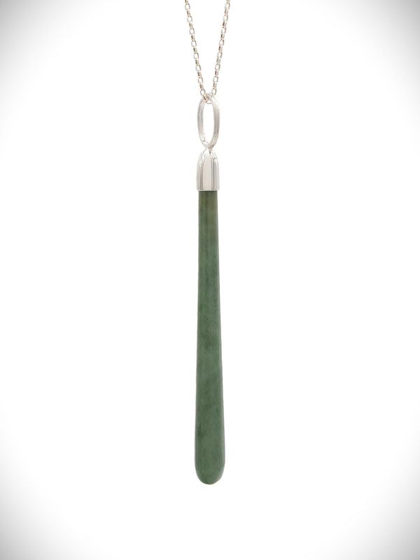 Moko Pounamu Roimata NZ Genuine Auhunga Greenstone & Sterling Silver - Ngatuna