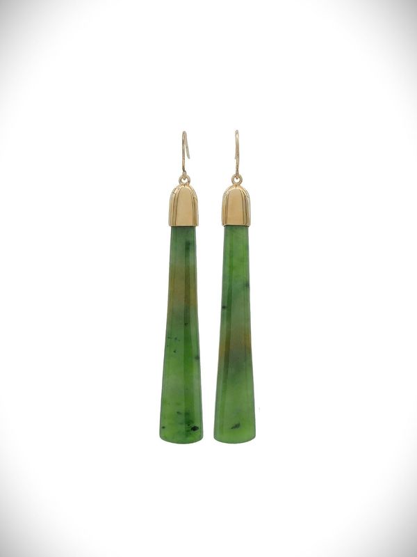 Moko Pounamu NZ Kahurangi Flower Greenstone & 9ct Gold Earrings - Wekaweka Moko Pounamu NZ Kahurangi Flower Greenstone & 9ct Gold Earrings - Wekaweka