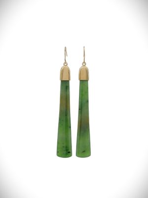 Moko Pounamu NZ Kahurangi Flower Greenstone & 9ct Gold Earrings - Wekaweka Moko Pounamu NZ Kahurangi Flower Greenstone & 9ct Gold Earrings - Wekaweka