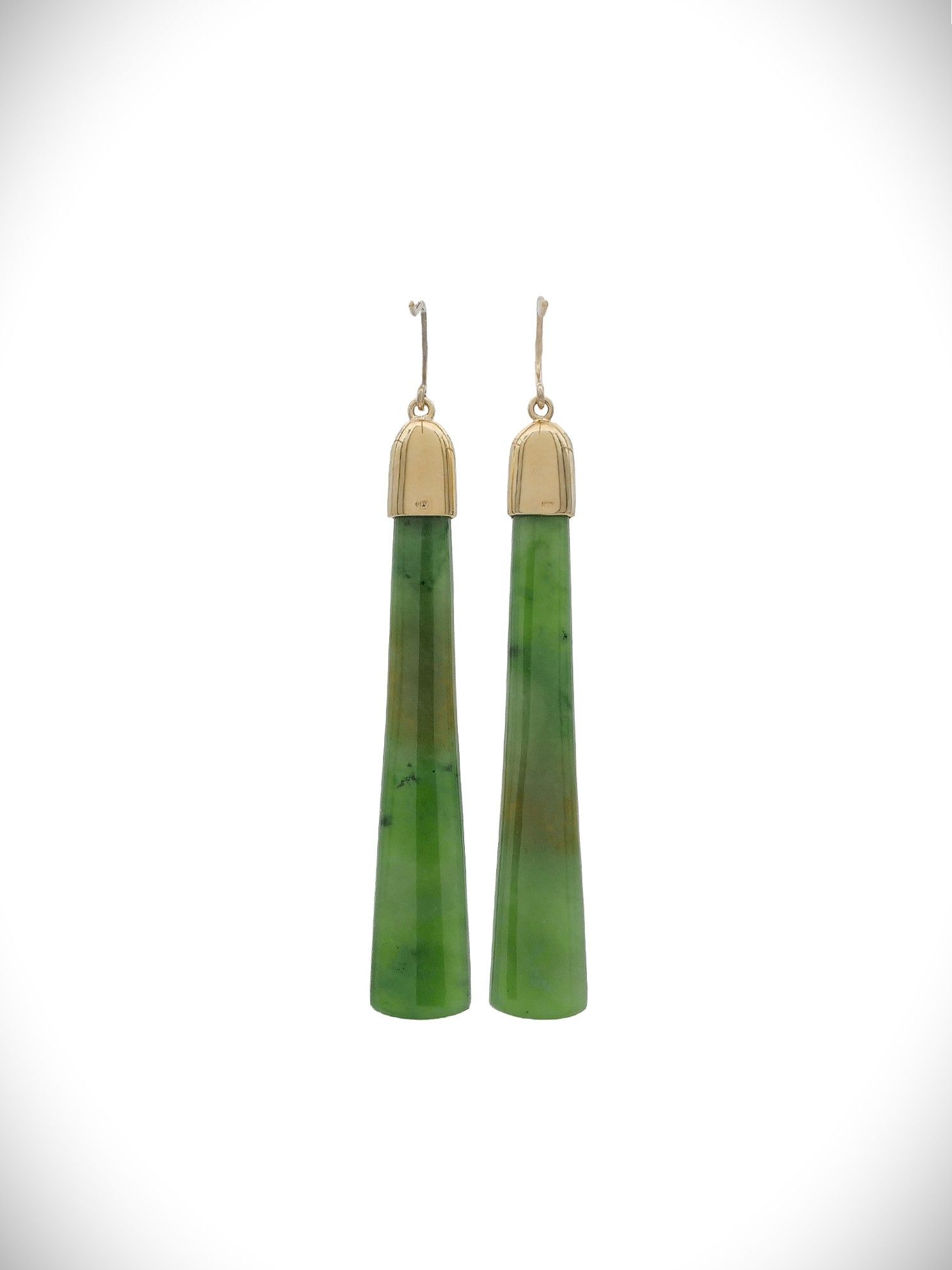 Moko Pounamu NZ Kahurangi Flower Greenstone & 9ct Gold Earrings - Wekaweka