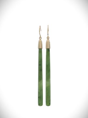 Moko Pounamu NZ Kahurangi Greenstone & 9ct Gold Earrings - Taheke Moko Pounamu NZ Kahurangi Greenstone & 9ct Gold Earrings - Taheke