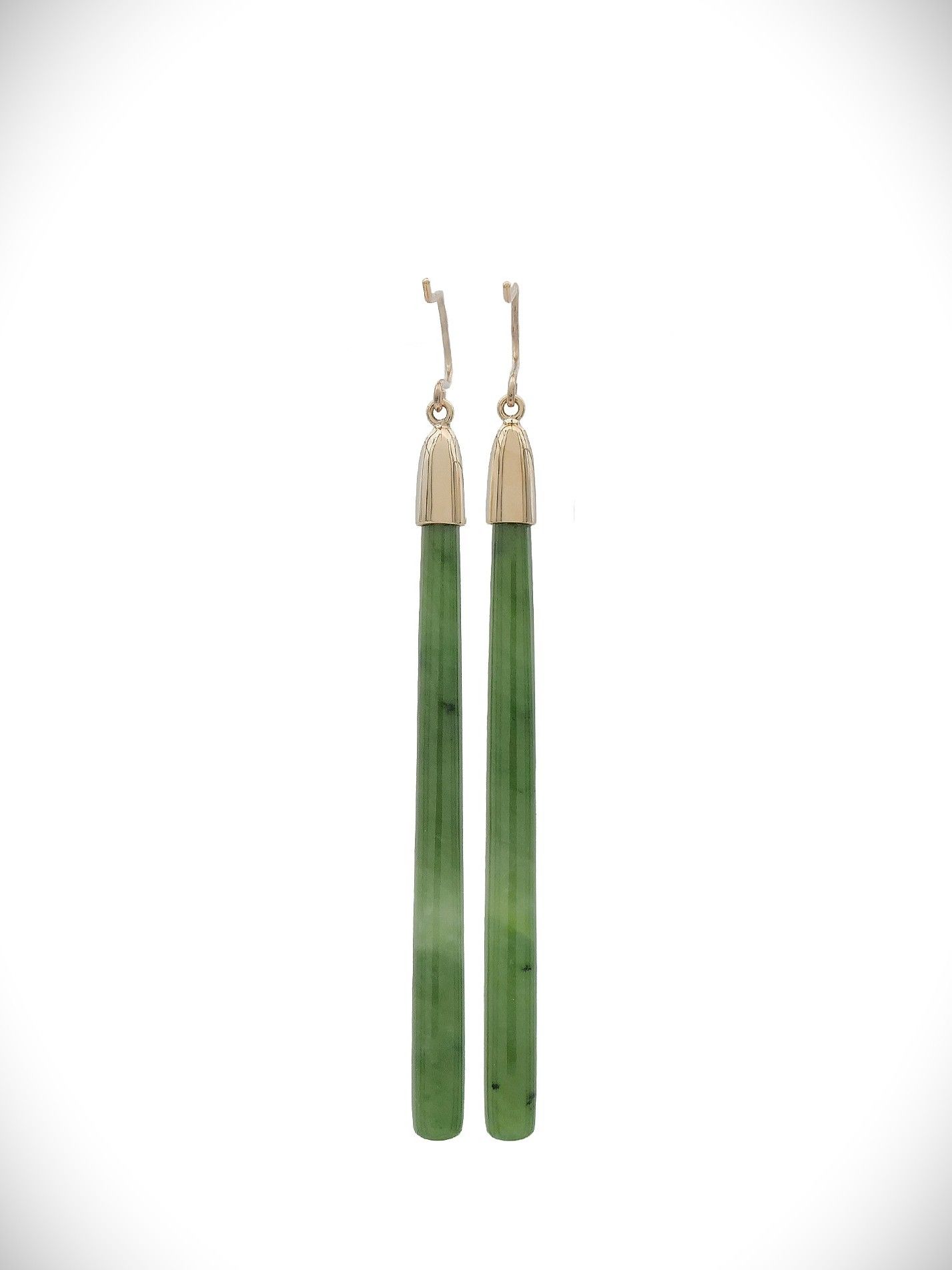 Moko Pounamu NZ Kahurangi Greenstone & 9ct Gold Earrings - Taheke