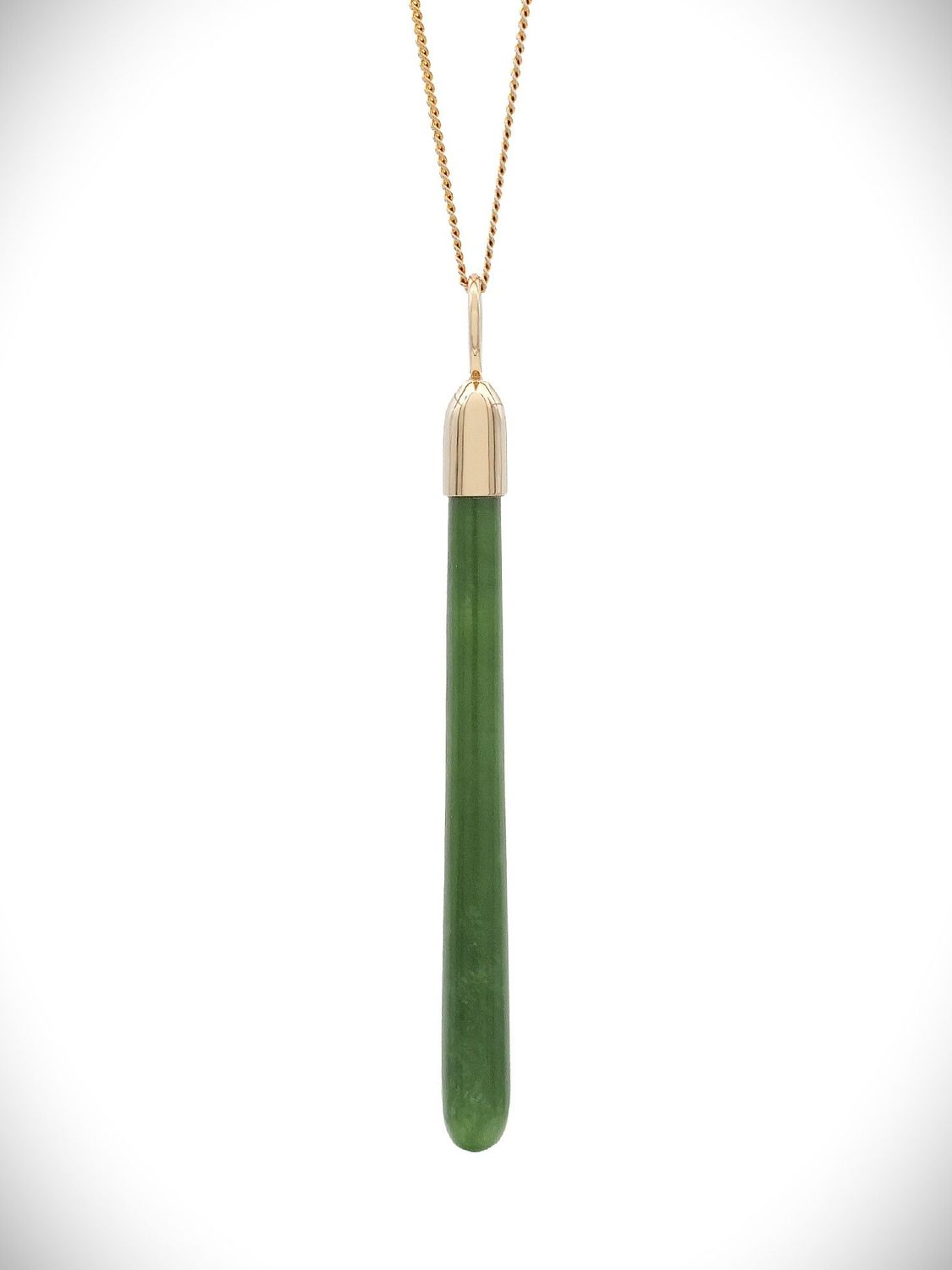 Moko Pounamu Roimata (Teardrop) NZ Genuine Kahurangi Greenstone and 9ct Gold Pendant - Orongotea