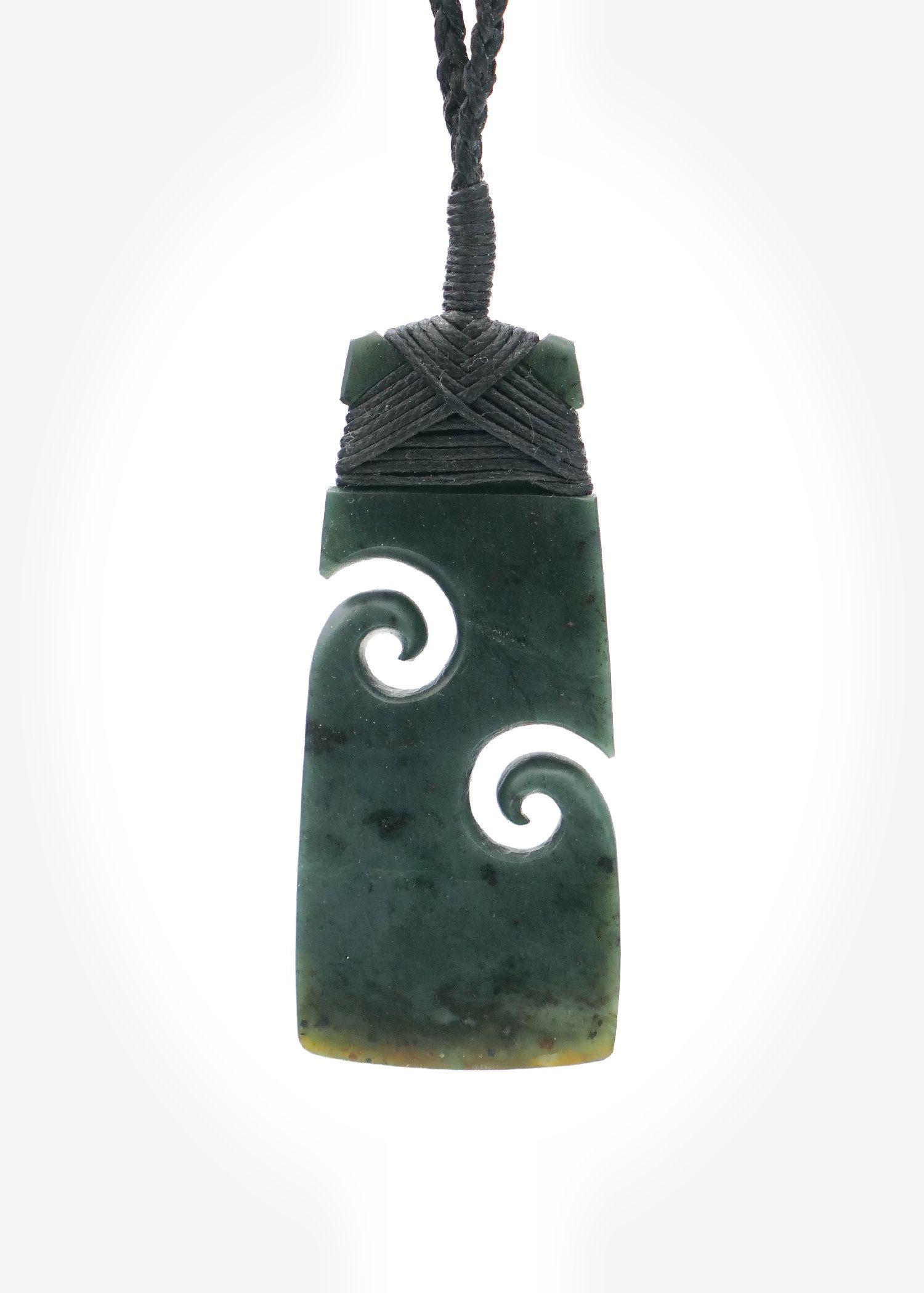 Moko Pounamu Toki with Koru NZ Genuine Kawakawa Greenstone - Papa