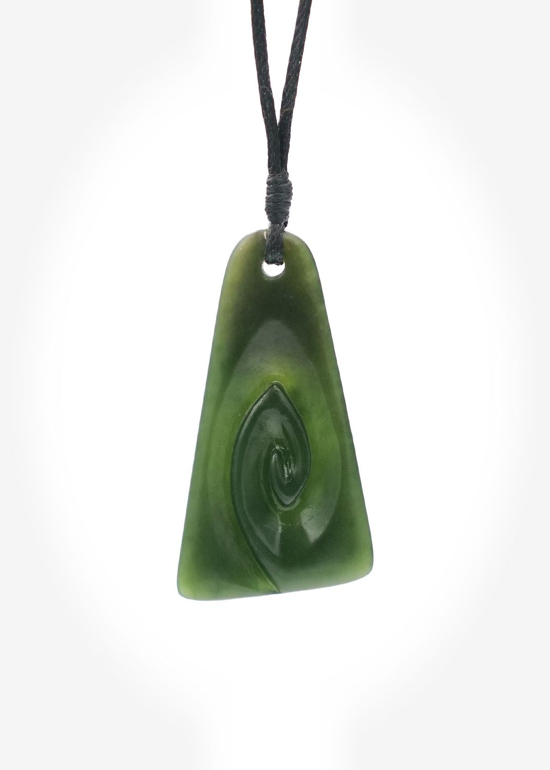 Moko Pounamu Koru Drop Genuine NZ Kawakawa Greenstone - Rongo