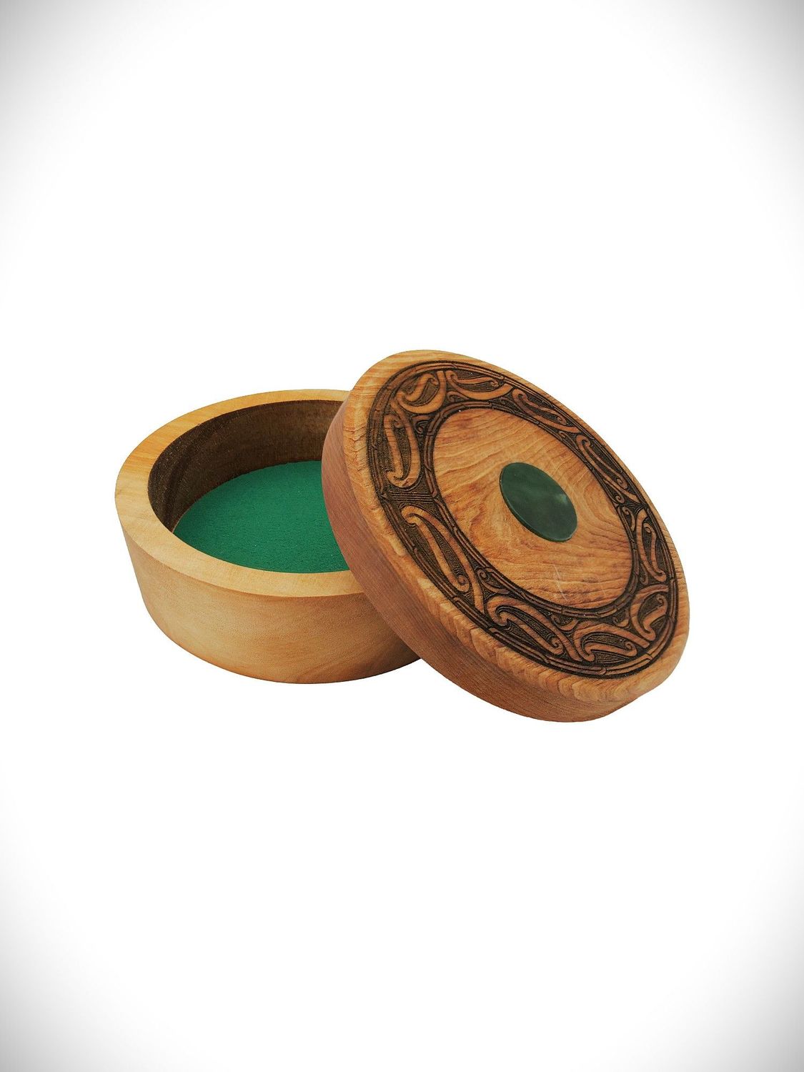 Moko Pounamu Wakahuia (Treasure box) Genuine NZ Kawakawa Greenstone & Kauri - Mananui
