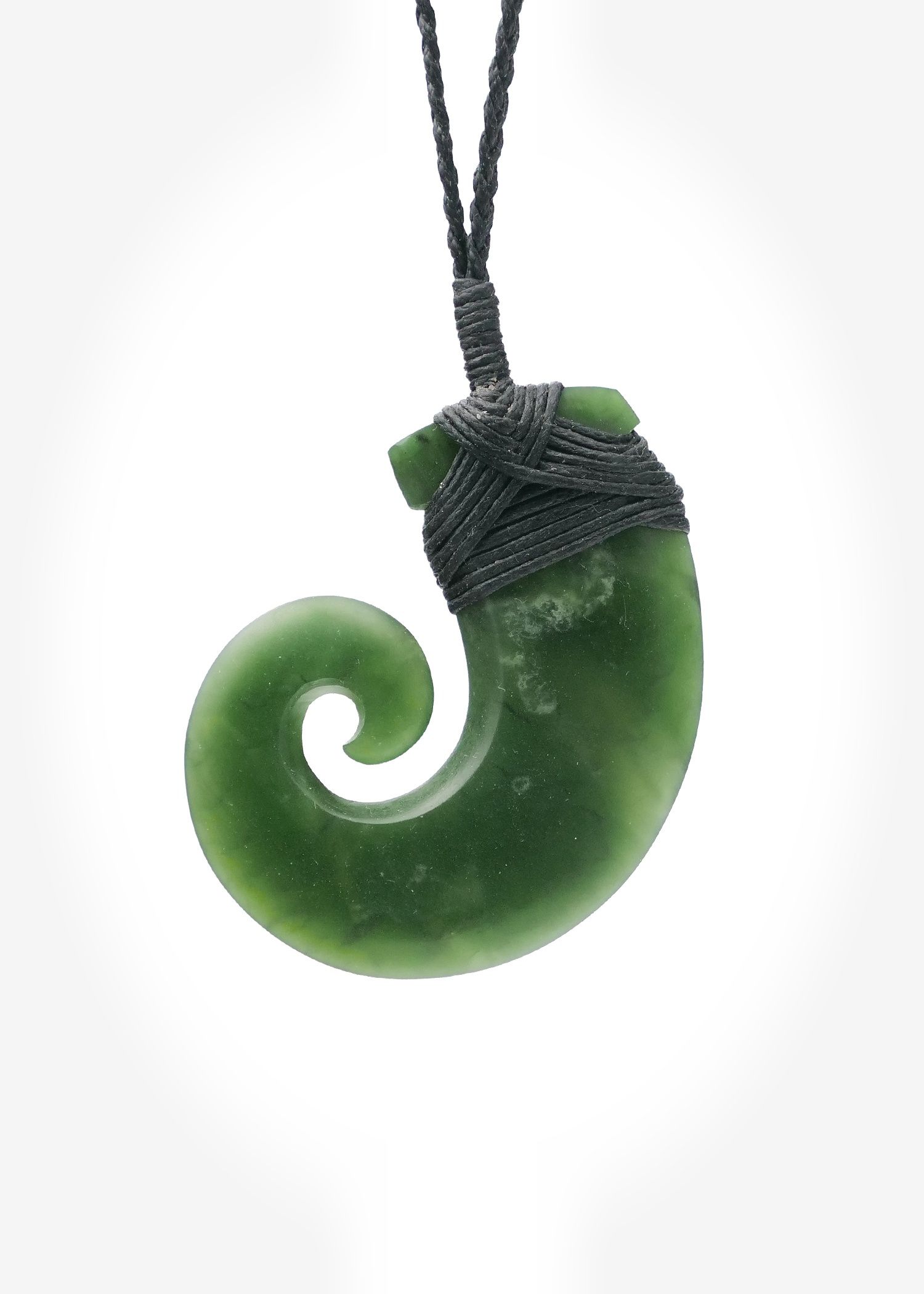 Moko Pounamu Hei Matau (Hook) NZ Genuine Kawakawa Greenstone - Panekiri