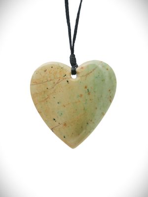 Moko Pounamu Manawa (Heart) NZ Genuine Kokopu Greenstone - Toatoa