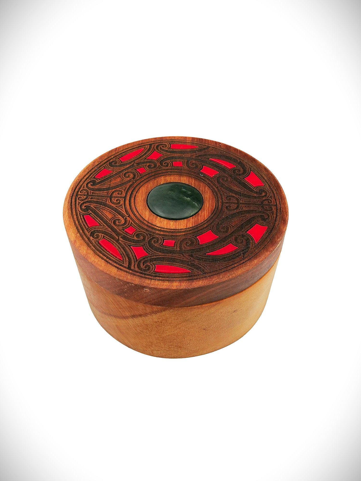 Moko Pounamu Wakahuia Red (Treasure box) Genuine NZ Rimu - Turiwhate