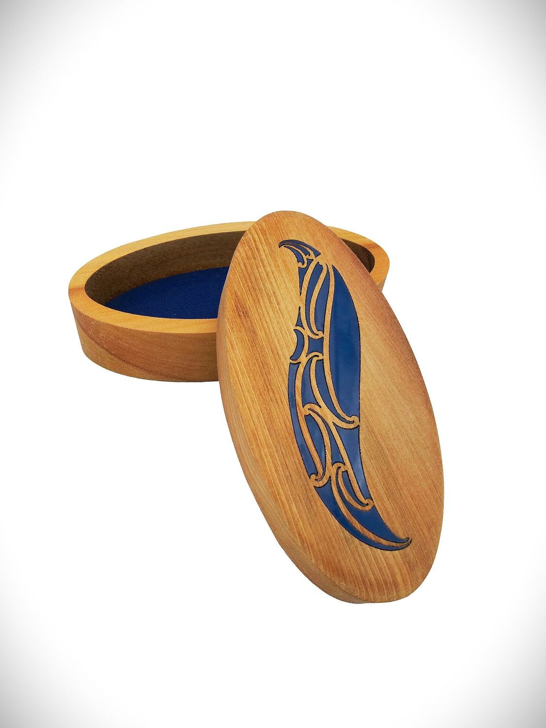 Moko Pounamu Wakahuia Blue (Treasure box) Genuine NZ Kauri - Rotokino Moko Pounamu Wakahuia Blue (Treasure box) Genuine NZ Kauri - Rotokino