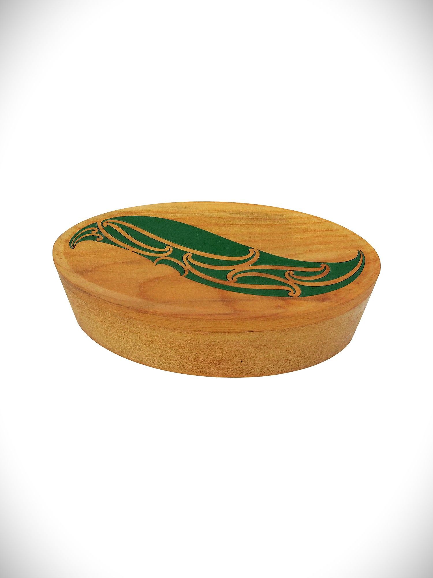 Moko Pounamu Wakahuia Green (Treasure box) Genuine NZ Kauri - Tane Mahuta