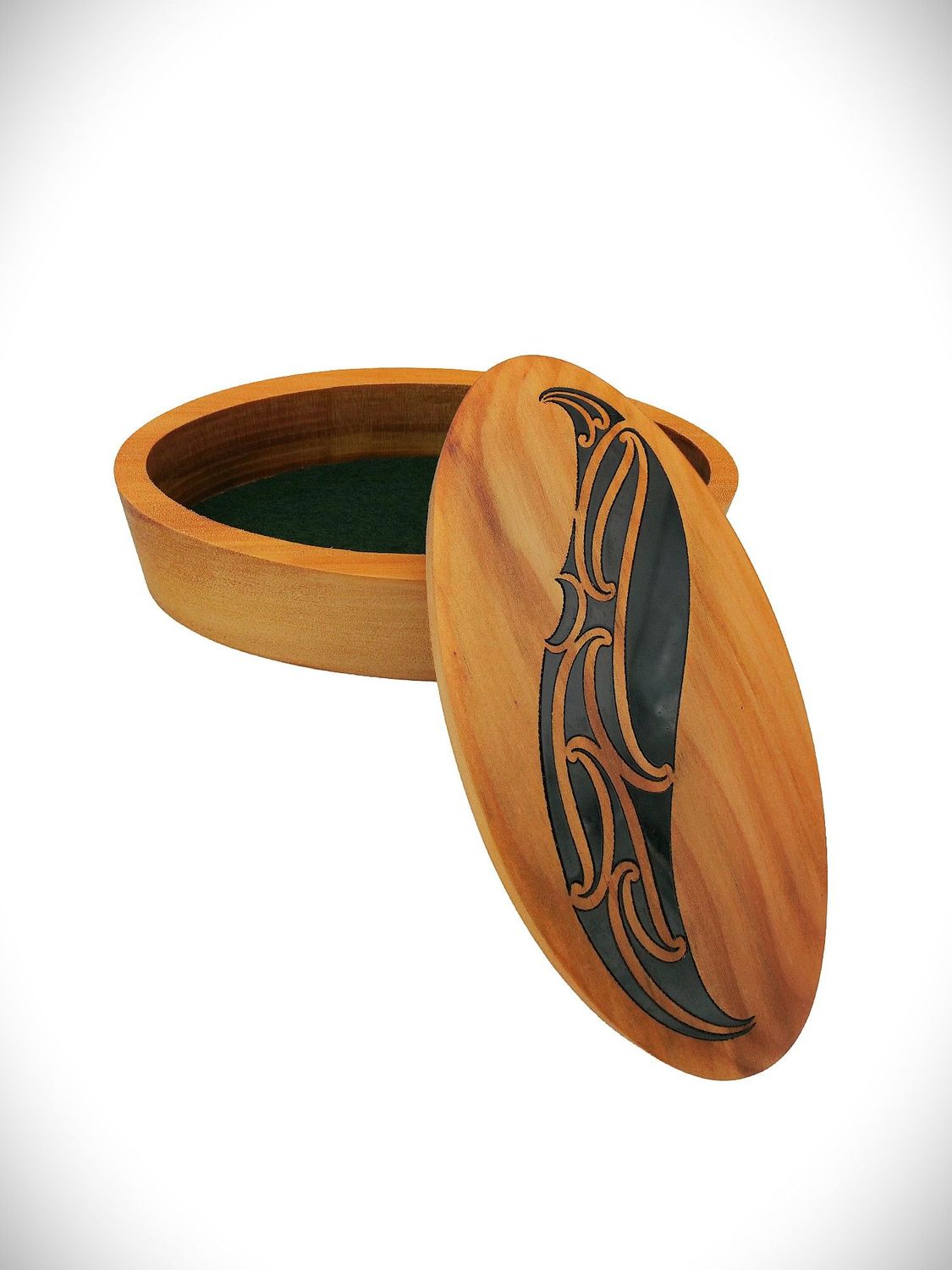 Moko Pounamu Wakahuia Black (Treasure box) Genuine NZ Kauri - Waimamaku Moko Pounamu Wakahuia Black (Treasure box) Genuine NZ Kauri - Waimamaku