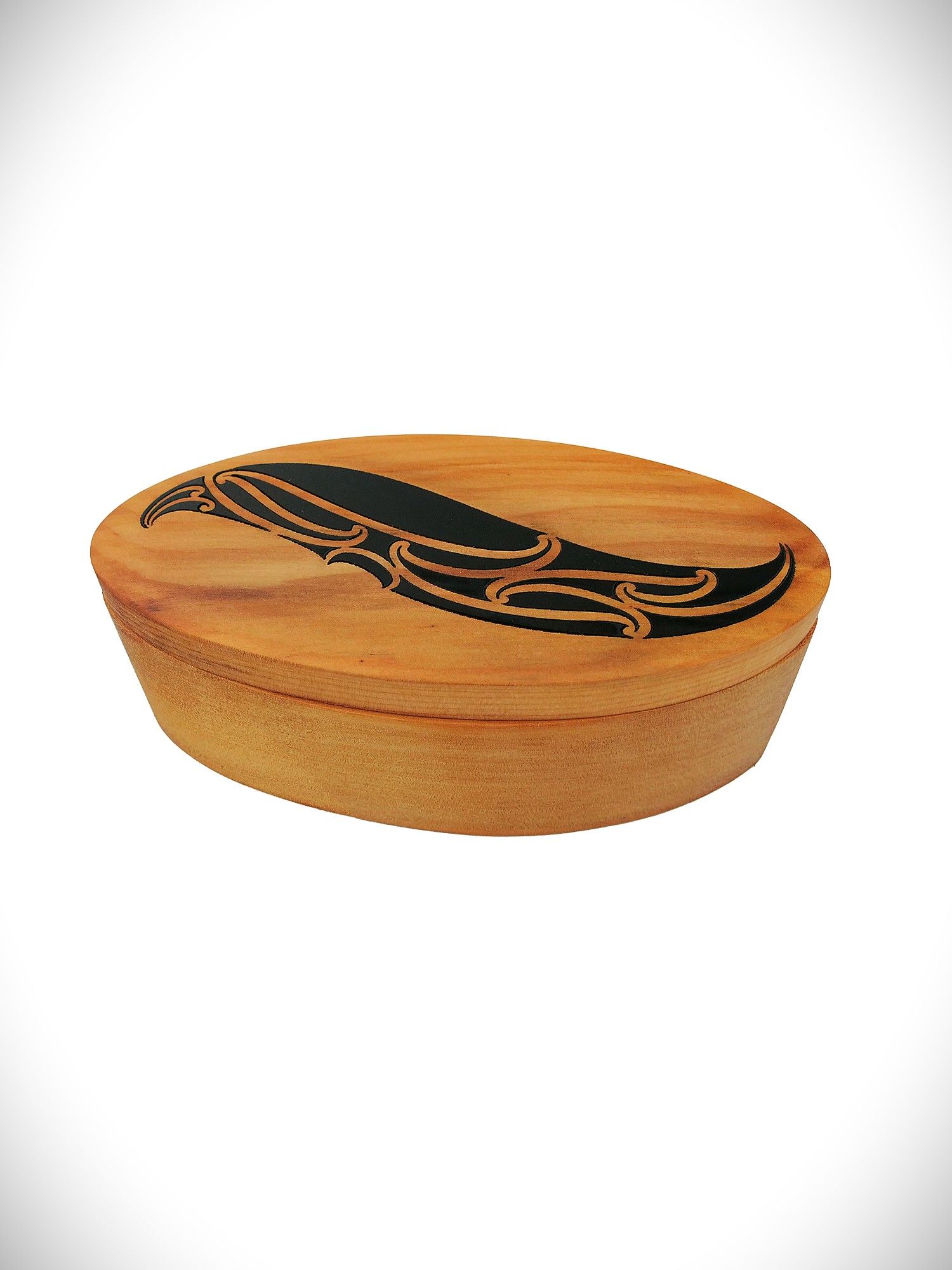 Moko Pounamu Wakahuia Black (Treasure box) Genuine NZ Kauri - Waimamaku