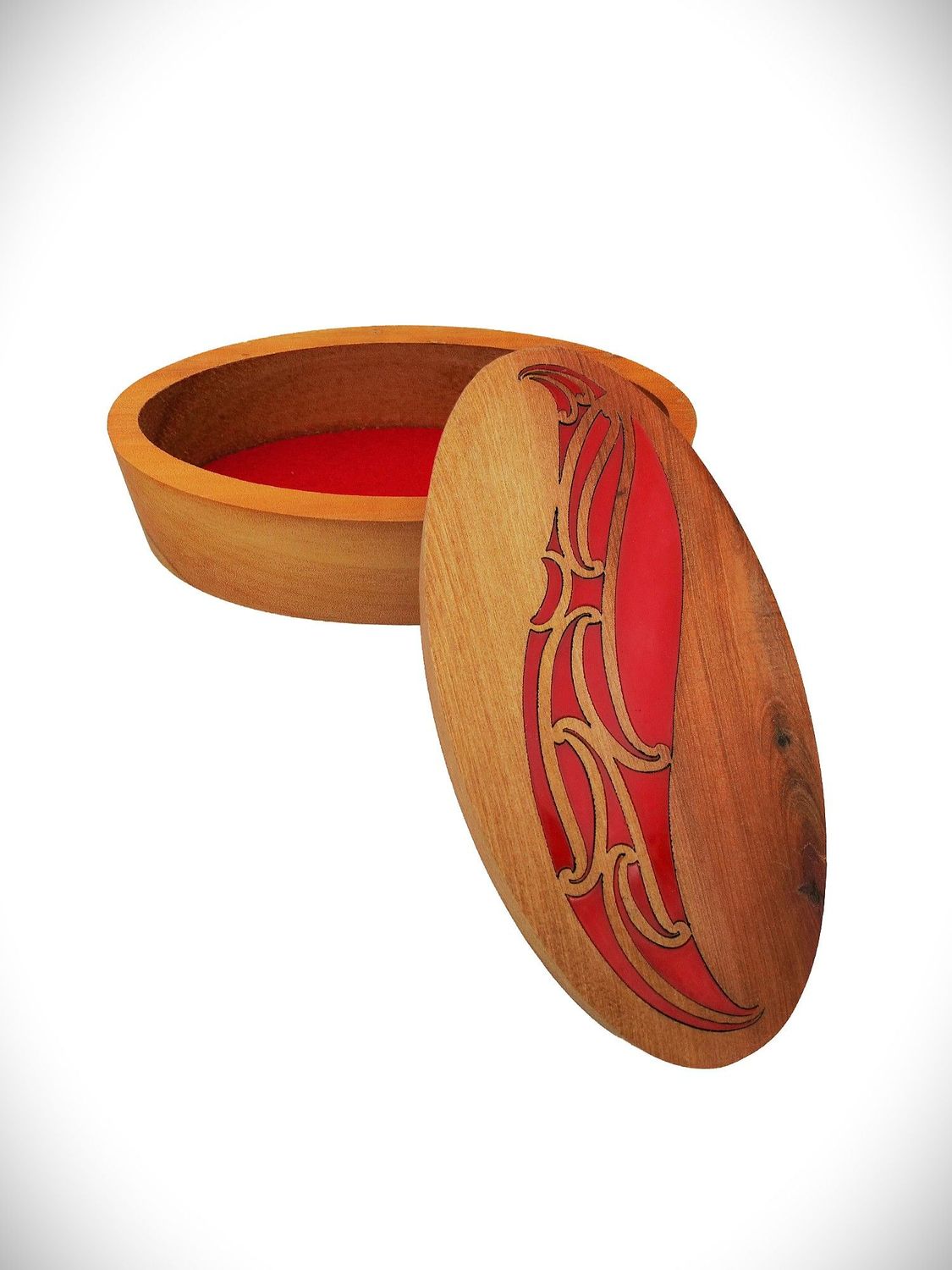 Moko Pounamu Wakahuia Red (Treasure box) Genuine NZ Kauri - Mataraua Moko Pounamu Wakahuia Red (Treasure box) Genuine NZ Kauri - Mataraua