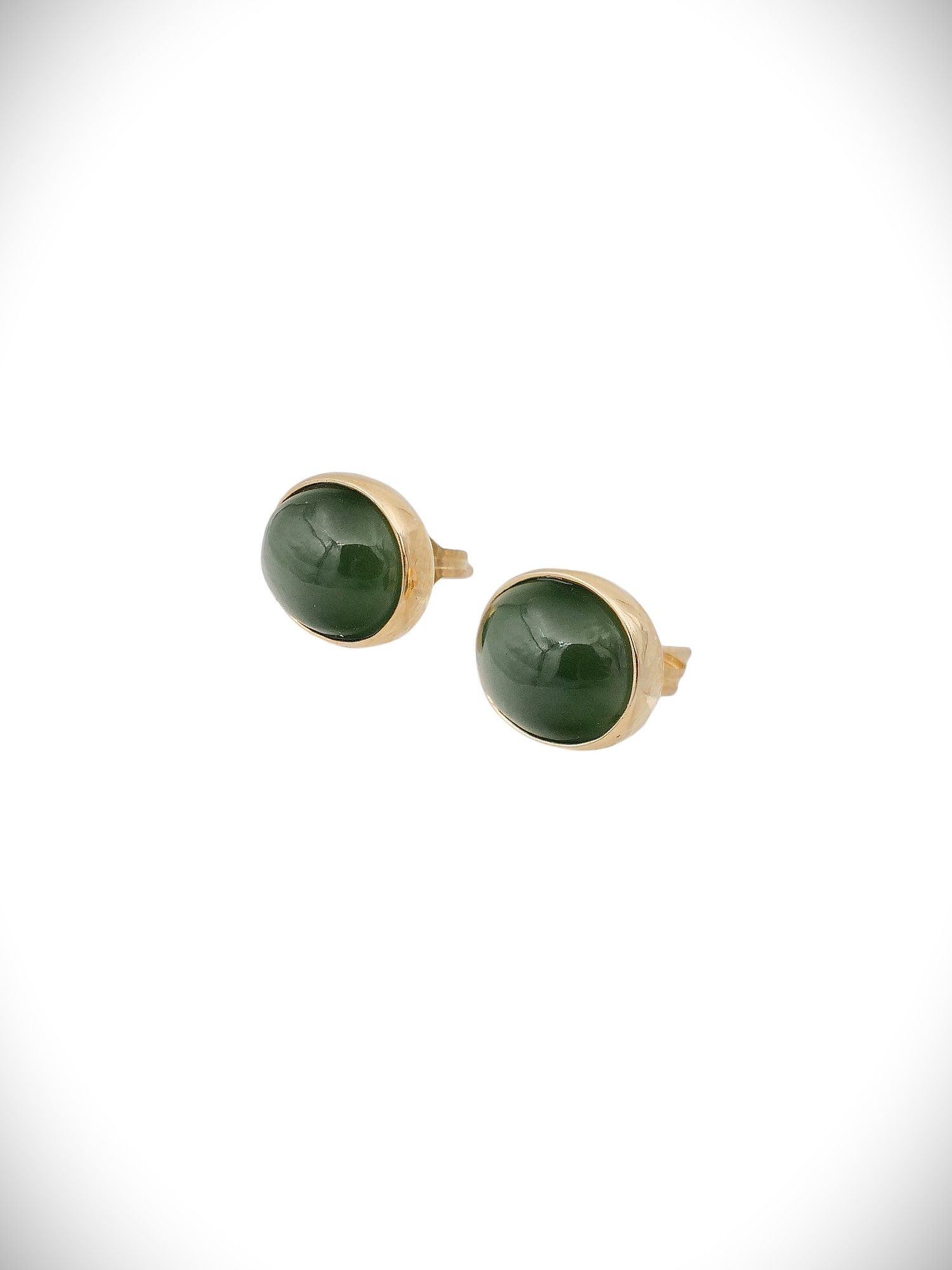 Moko Pounamu Stud Earrings Genuine NZ Kahurangi Greenstone & 9ct Gold - Kaharoa