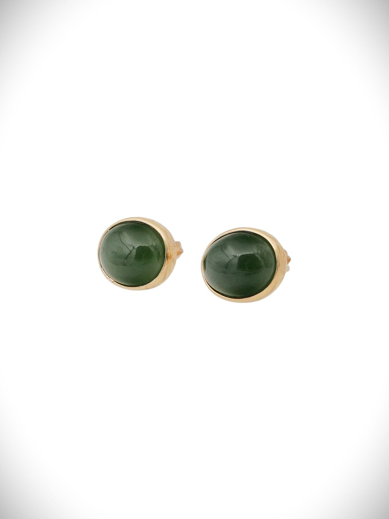 Moko Pounamu Stud Earrings Genuine NZ Kahurangi Greenstone & 9ct Gold - Whirinaki