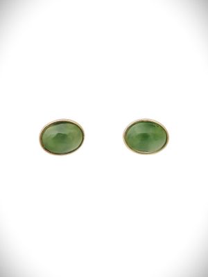 Moko Pounamu Stud Earrings Genuine NZ Kahurangi Greenstone & 9ct Gold  - Horeke