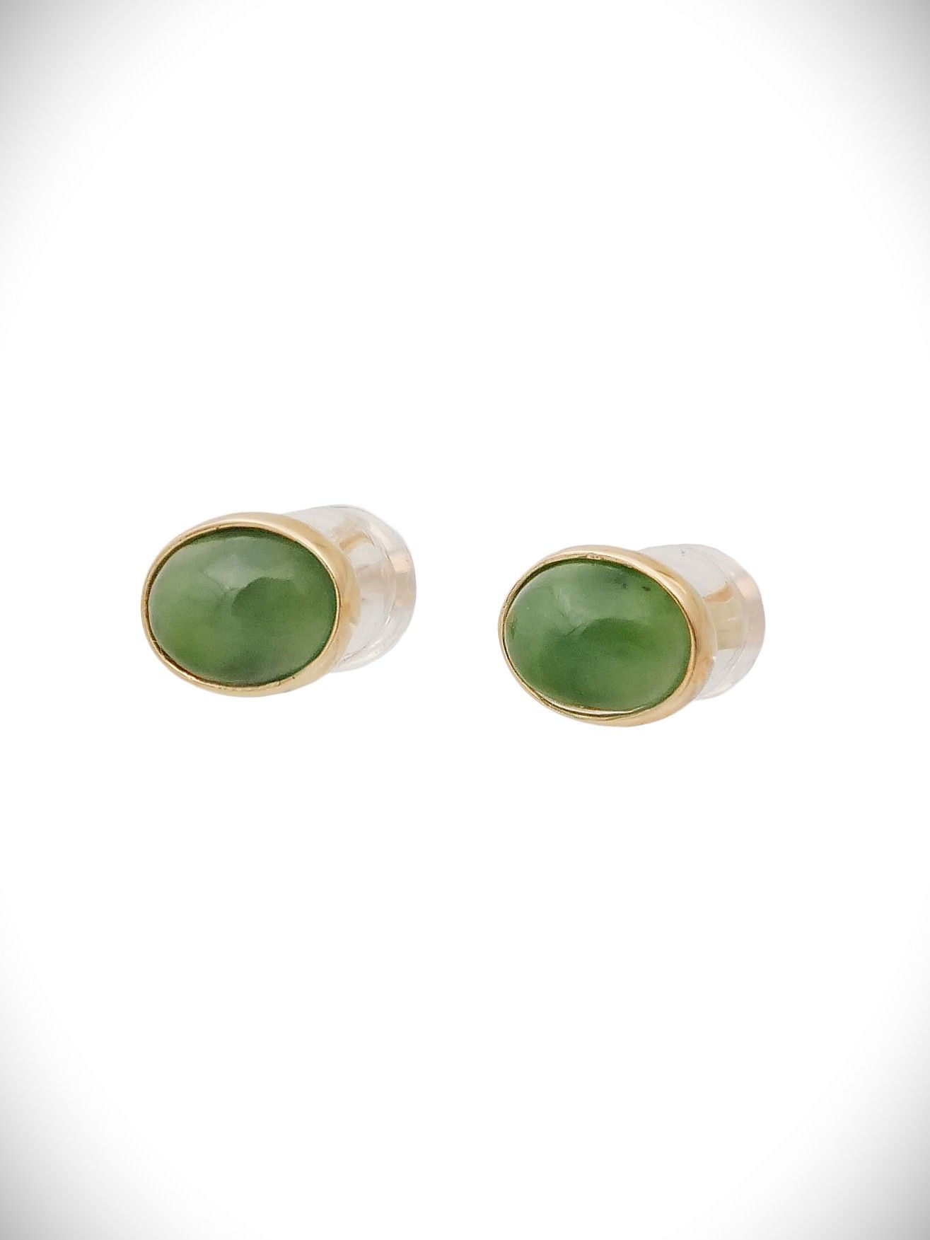 Moko Pounamu Stud Earrings Genuine NZ Kahurangi Greenstone & 9ct Gold - Horeke