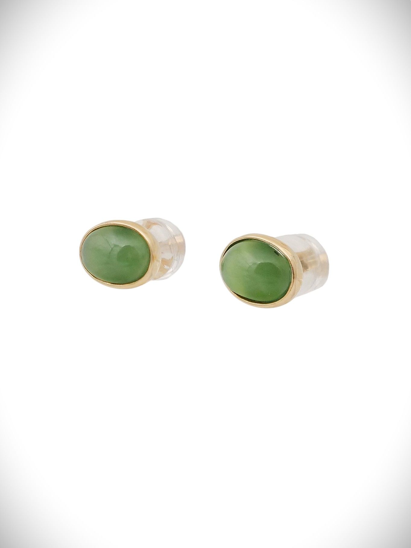 Moko Pounamu Stud Earrings Genuine NZ Kahurangi Greenstone & 9ct Gold - Waima