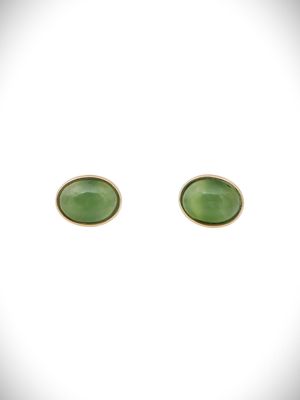 Moko Pounamu Stud Earrings Genuine NZ Kahurangi Greenstone & 9ct Gold - Waima Moko Pounamu Stud Earrings Genuine NZ Kahurangi Greenstone & 9ct Gold - Waima