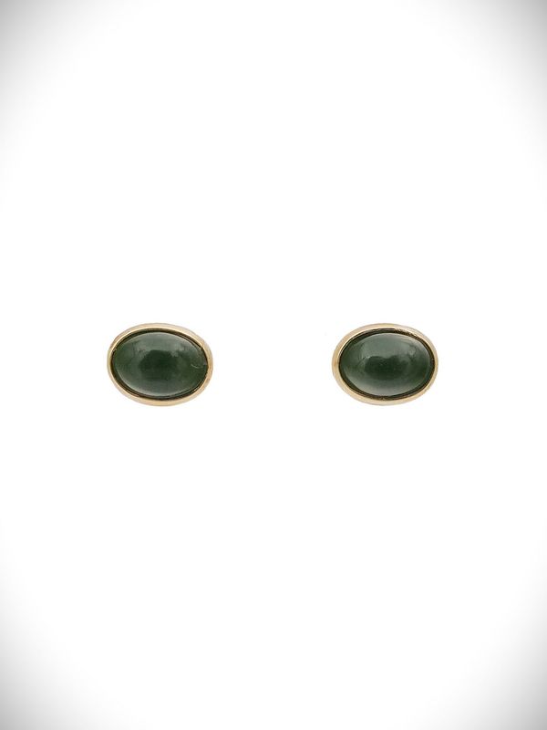 Moko Pounamu Stud Earrings Genuine NZ Kawakawa Greenstone & 9ct Gold - Rawene Moko Pounamu Stud Earrings Genuine NZ Kawakawa Greenstone & 9ct Gold - Rawene