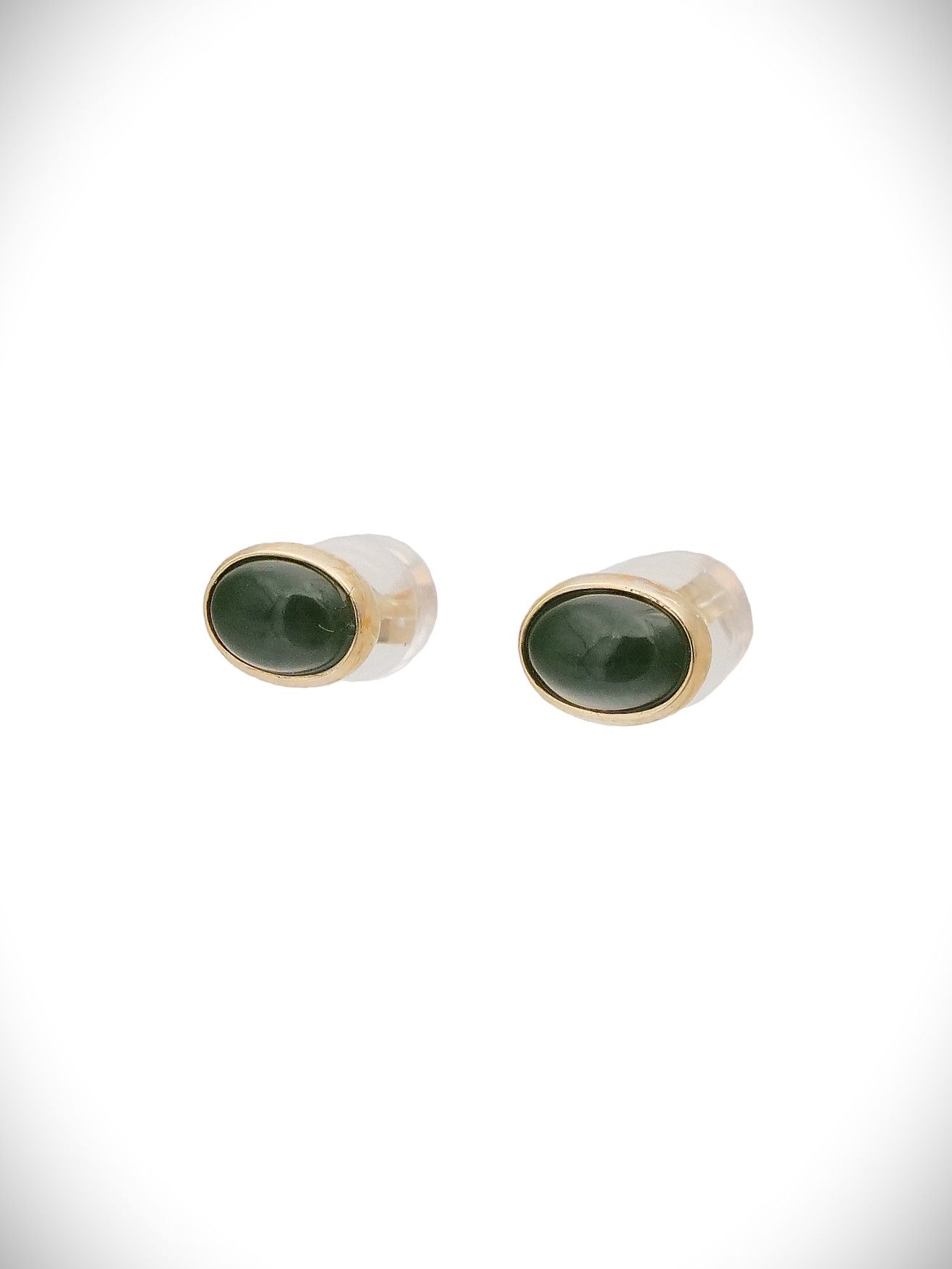 Moko Pounamu Stud Earrings Genuine NZ Kawakawa Greenstone & 9ct Gold - Rawene