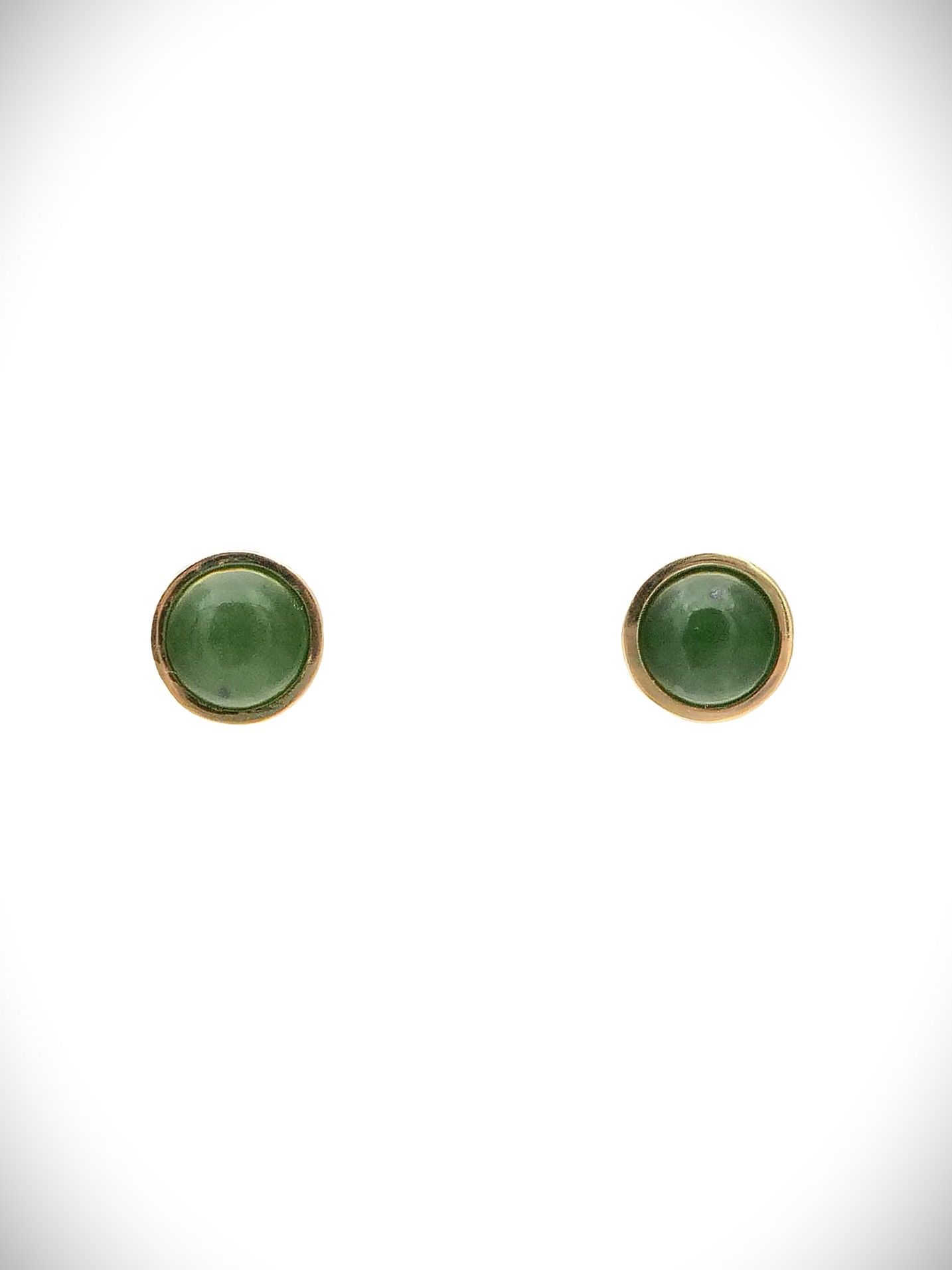Moko Pounamu Stud Earrings Genuine NZ Kahurangi Greenstone & 9ct Gold - Rakautao