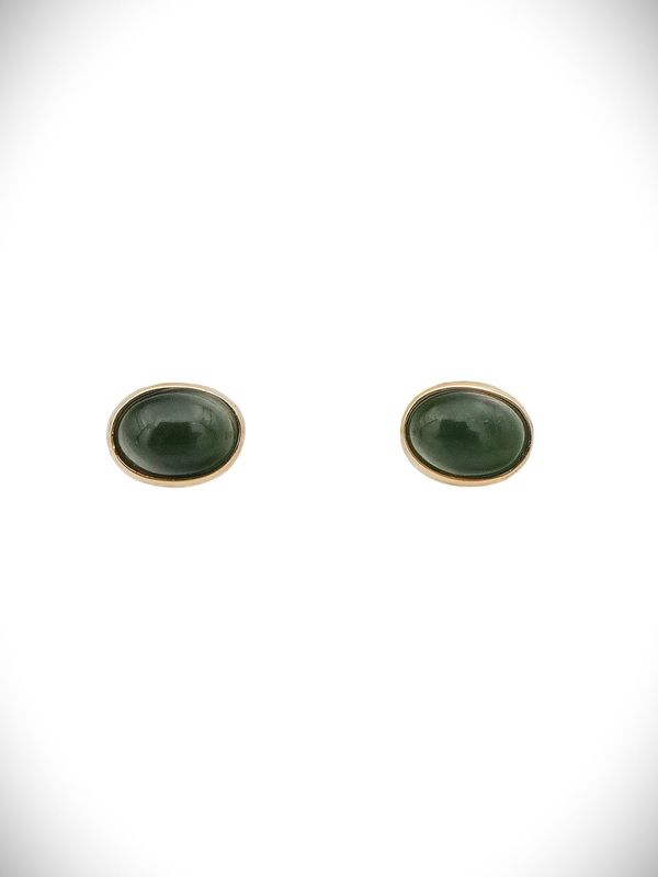 Moko Pounamu Stud Earrings Genuine NZ Kawakawa Greenstone & 9ct Gold - Puhau Moko Pounamu Stud Earrings Genuine NZ Kawakawa Greenstone & 9ct Gold - Puhau