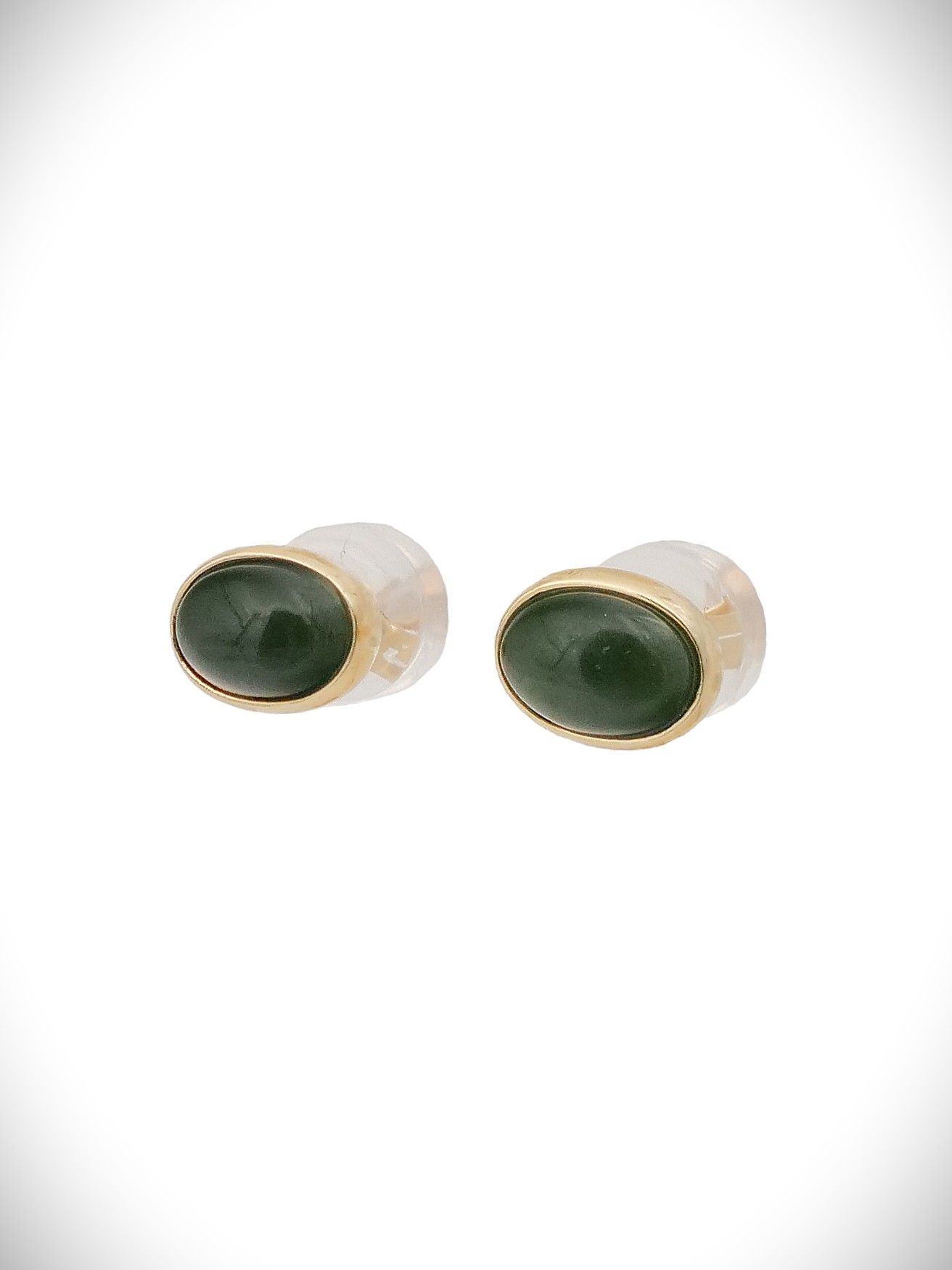 Moko Pounamu Stud Earrings Genuine NZ Kawakawa Greenstone & 9ct Gold - Puhau