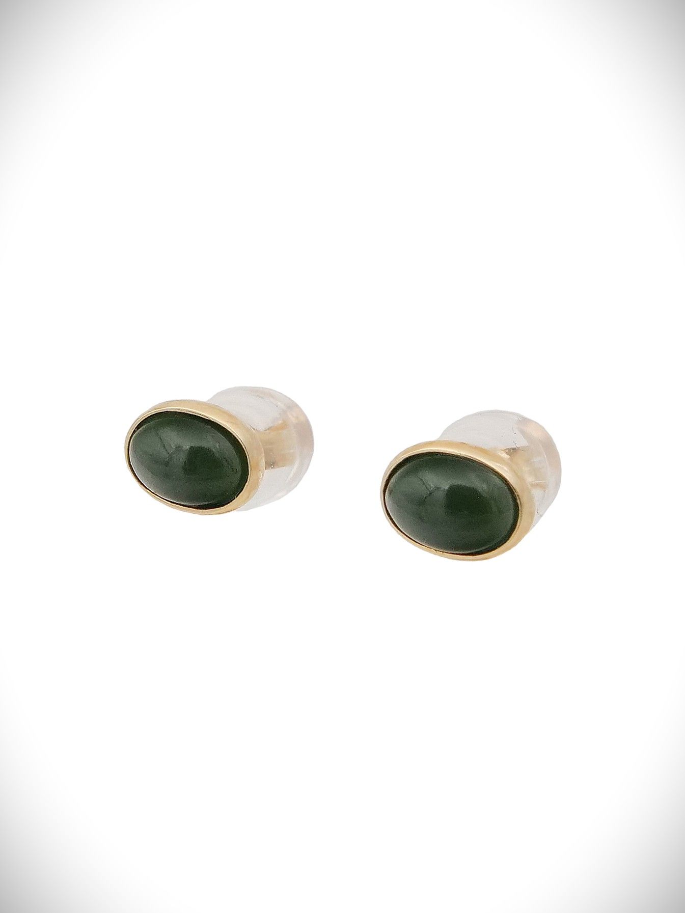 Moko Pounamu Stud Earrings Genuine NZ Kawakawa Greenstone & 9ct Gold - Ngapuhi
