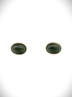 Moko Pounamu Stud Earrings Genuine NZ Kawakawa Greenstone & 9ct Gold - Ngapuhi Moko Pounamu Stud Earrings Genuine NZ Kawakawa Greenstone & 9ct Gold - Ngapuhi