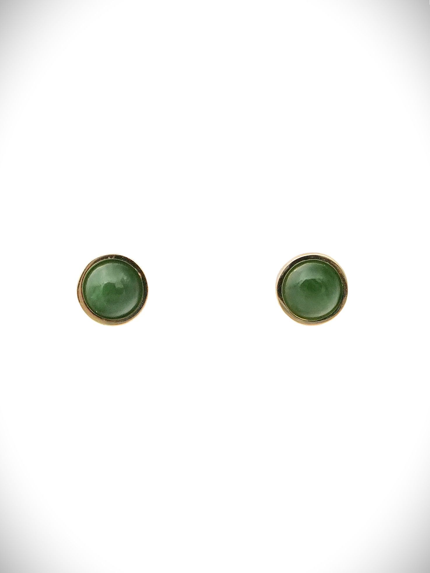 Moko Pounamu Stud Earrings Genuine NZ Kahurangi Greenstone & 9ct Gold - Tautoro