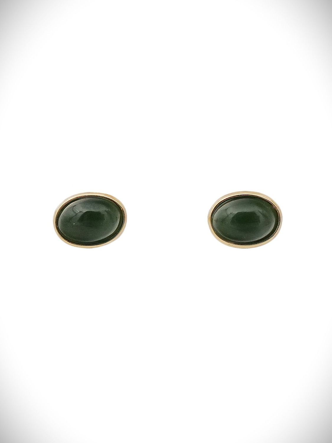 Moko Pounamu Stud Earrings Genuine NZ Kawakawa Greenstone & 9ct Gold - Utakura