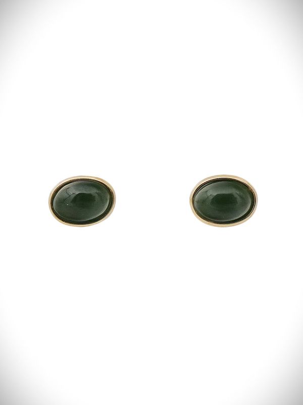Moko Pounamu Stud Earrings Genuine NZ Kawakawa Greenstone & 9ct Gold - Utakura Moko Pounamu Stud Earrings Genuine NZ Kawakawa Greenstone & 9ct Gold - Utakura