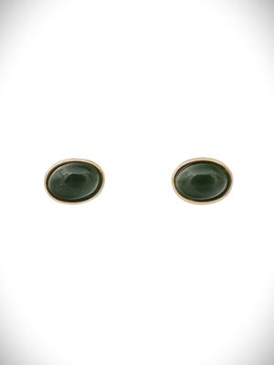 Moko Pounamu Stud Earrings Genuine NZ Kawakawa Greenstone & 9ct Gold - Utakura Moko Pounamu Stud Earrings Genuine NZ Kawakawa Greenstone & 9ct Gold - Utakura