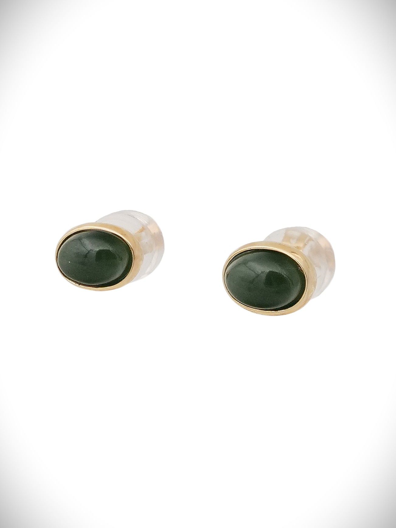 Moko Pounamu Stud Earrings Genuine NZ Kawakawa Greenstone & 9ct Gold - Utakura
