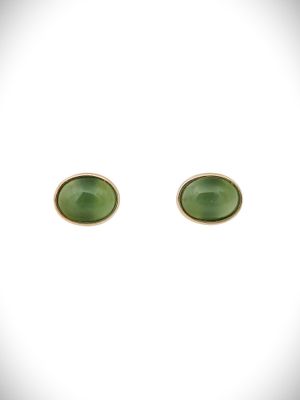 Moko Pounamu Stud Earrings Genuine NZ Kahurangi Greenstone & 9ct Gold  - Matawaia