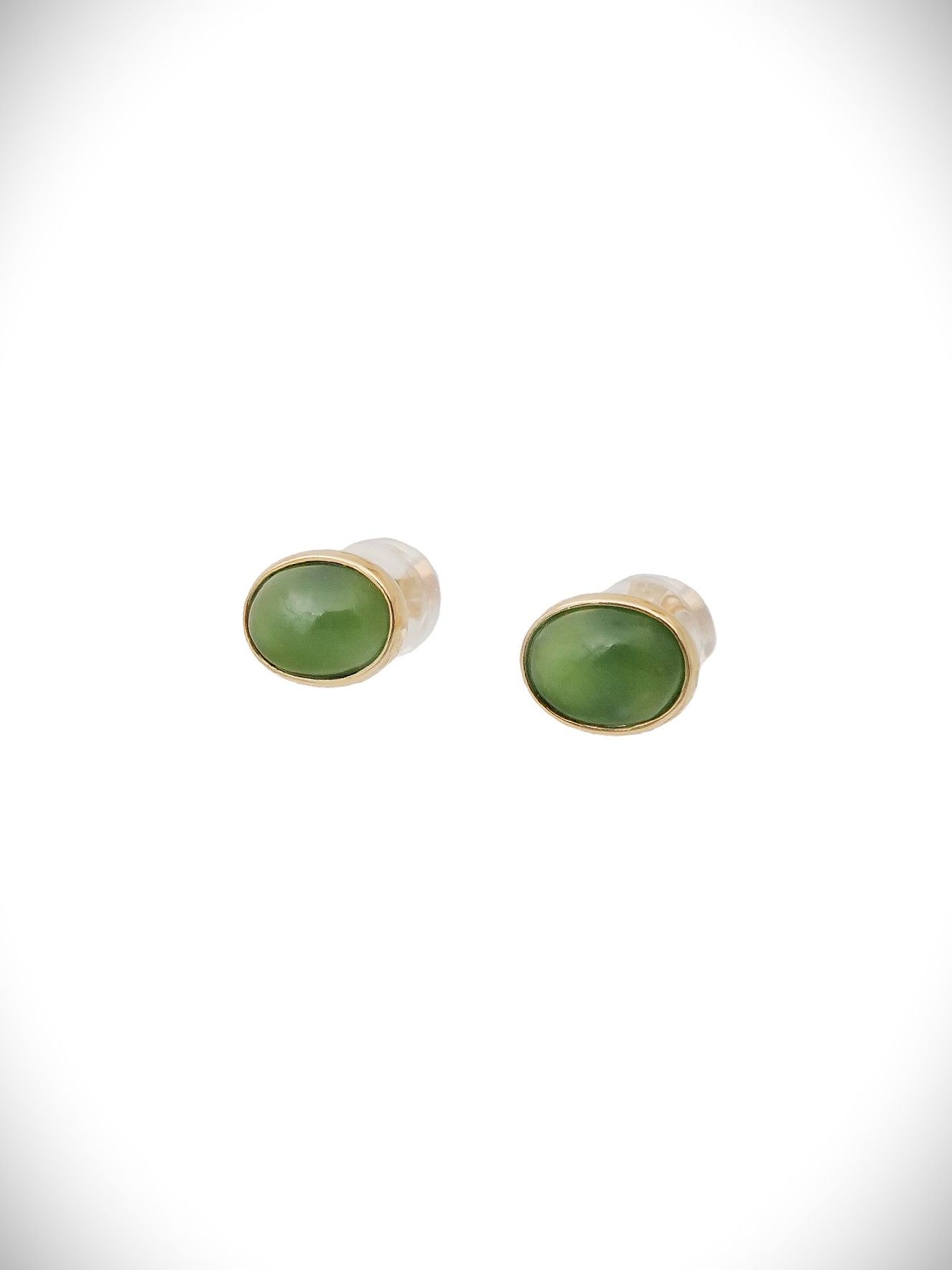 Moko Pounamu Stud Earrings Genuine NZ Kahurangi Greenstone & 9ct Gold - Titoki